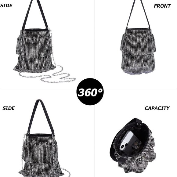 Lightweight Sparkling Crossbody Purse with Drawstring Closure - Women’s Fashion - Picture 3 of 6